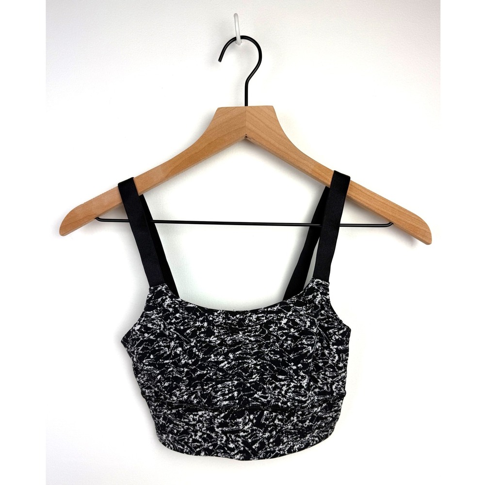 Lululemon Black White‎ Abstract Pattern Light Support Workout Sports Bra Size 2